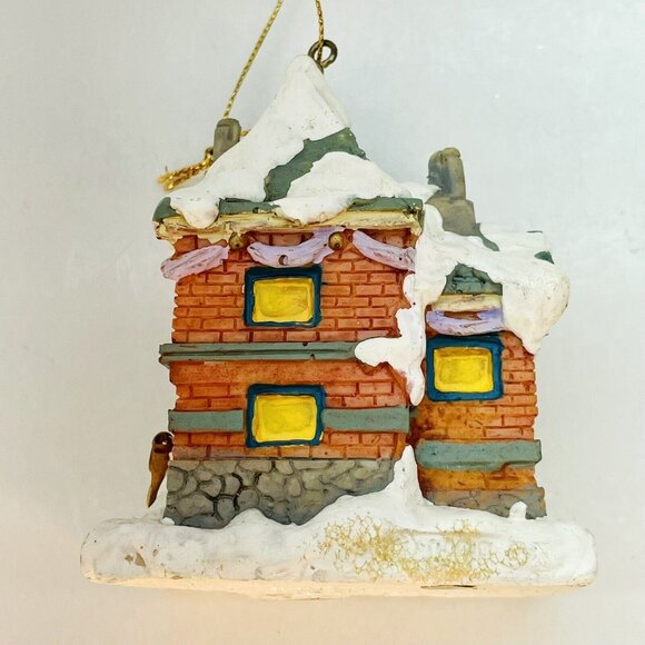 Vintage Christmas Ornament Snowy Cottage House With Trees Christmas Village - Picture 5 of 15
